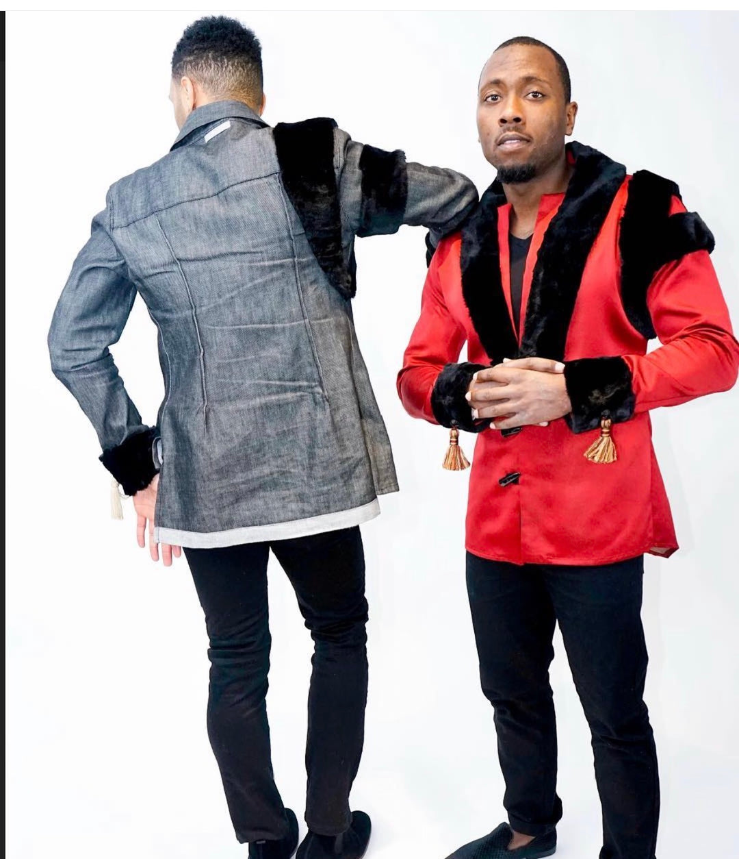 Man wearing Majesty 22 red and black fur jacket