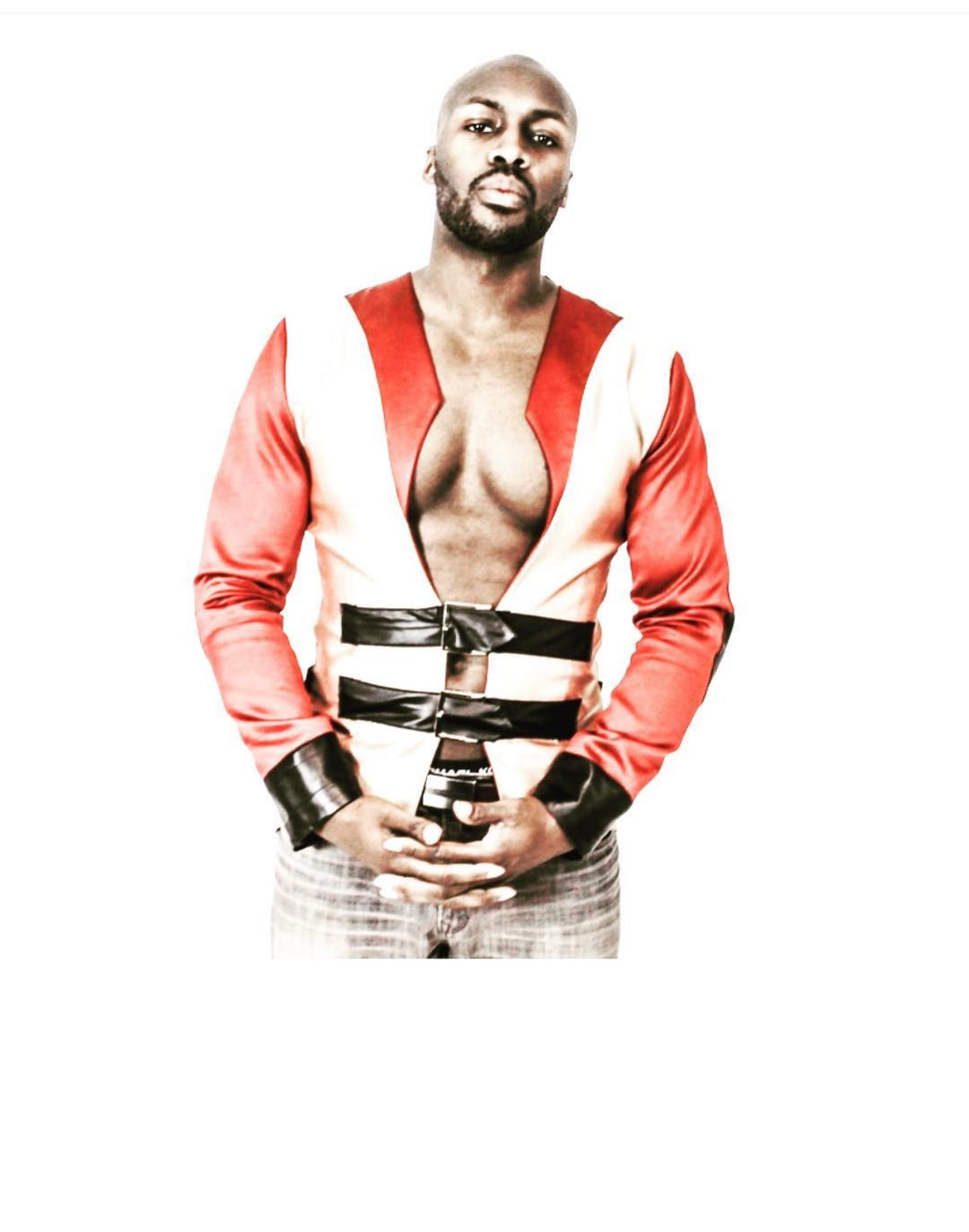 Man wearing Majesty 22 red and gold cutting edge blazer