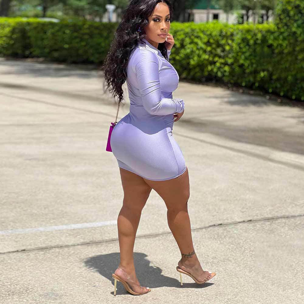 Women's Spring Autumn Sexy Slim Fit Lapel Long Sleeve Lapel Single Breasted Dress